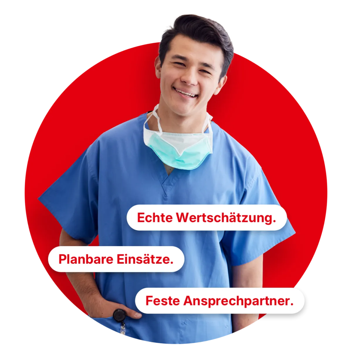 Pfleger im Kasak mit Maske