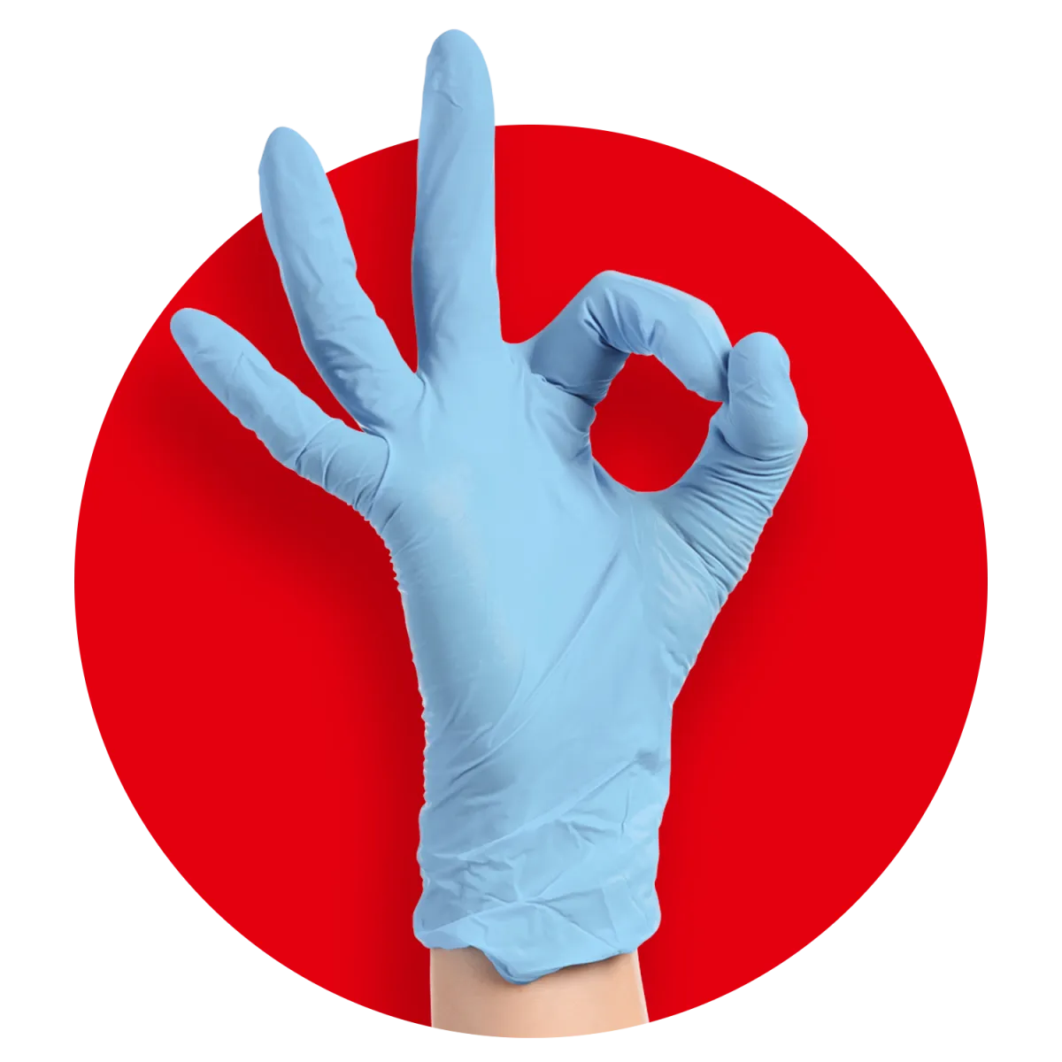 Untersuchungshandschuh gibt ok Zeichen