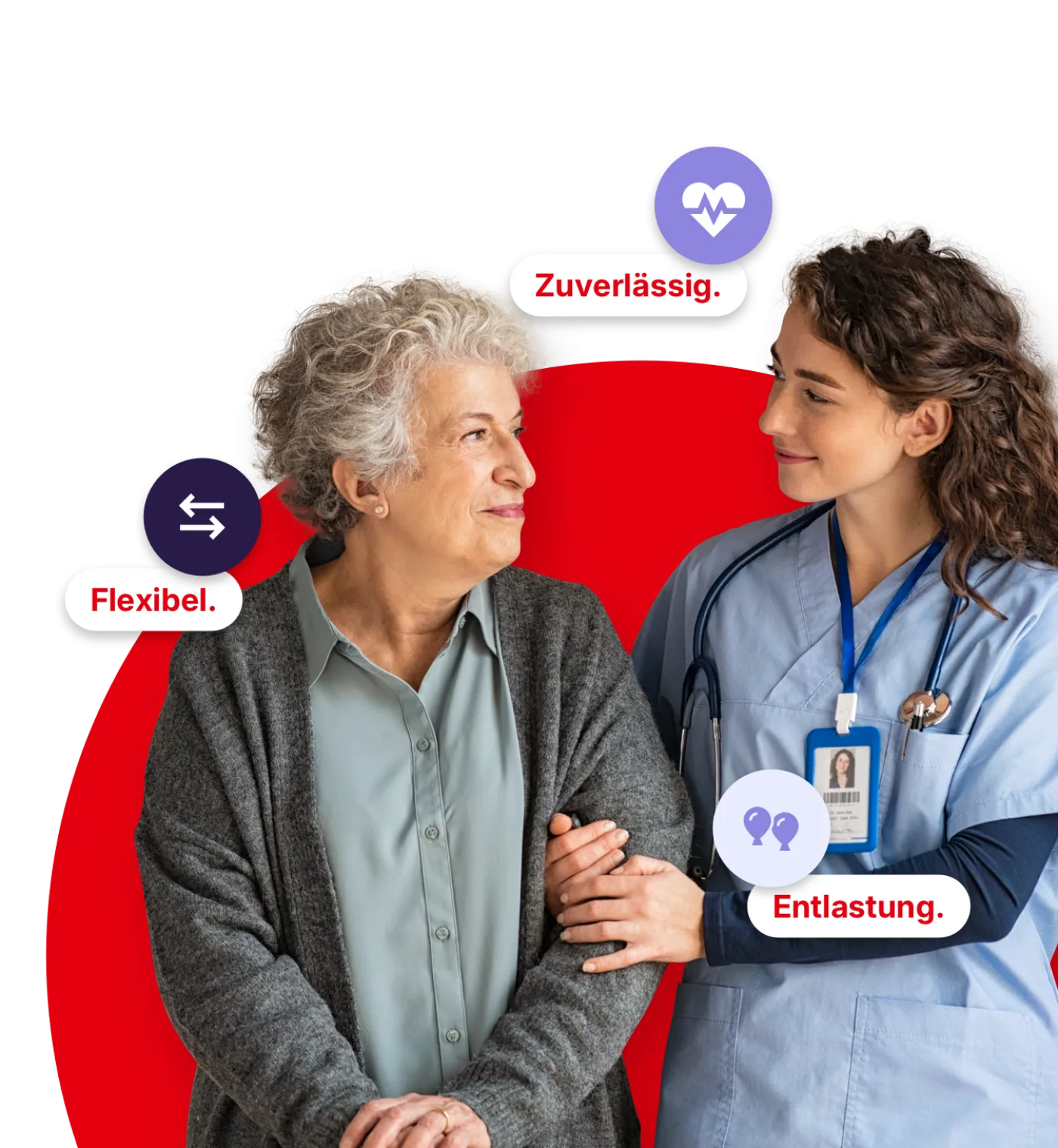 Pflegerin unterstützt Seniorin