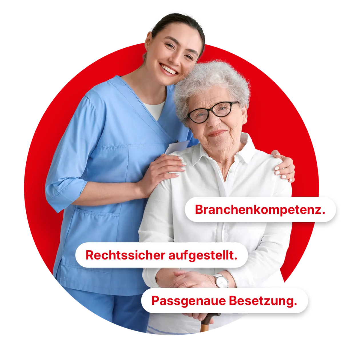 Altenpflegerin und Seniorin lächeln