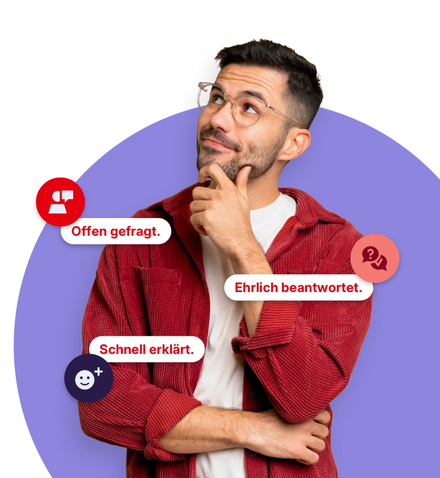 Junger Mann schaut nachdenklich nach oben