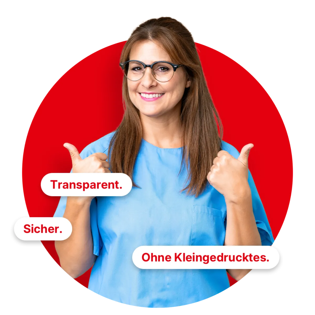 Pflegerin zeigt zwei Daumen hoch