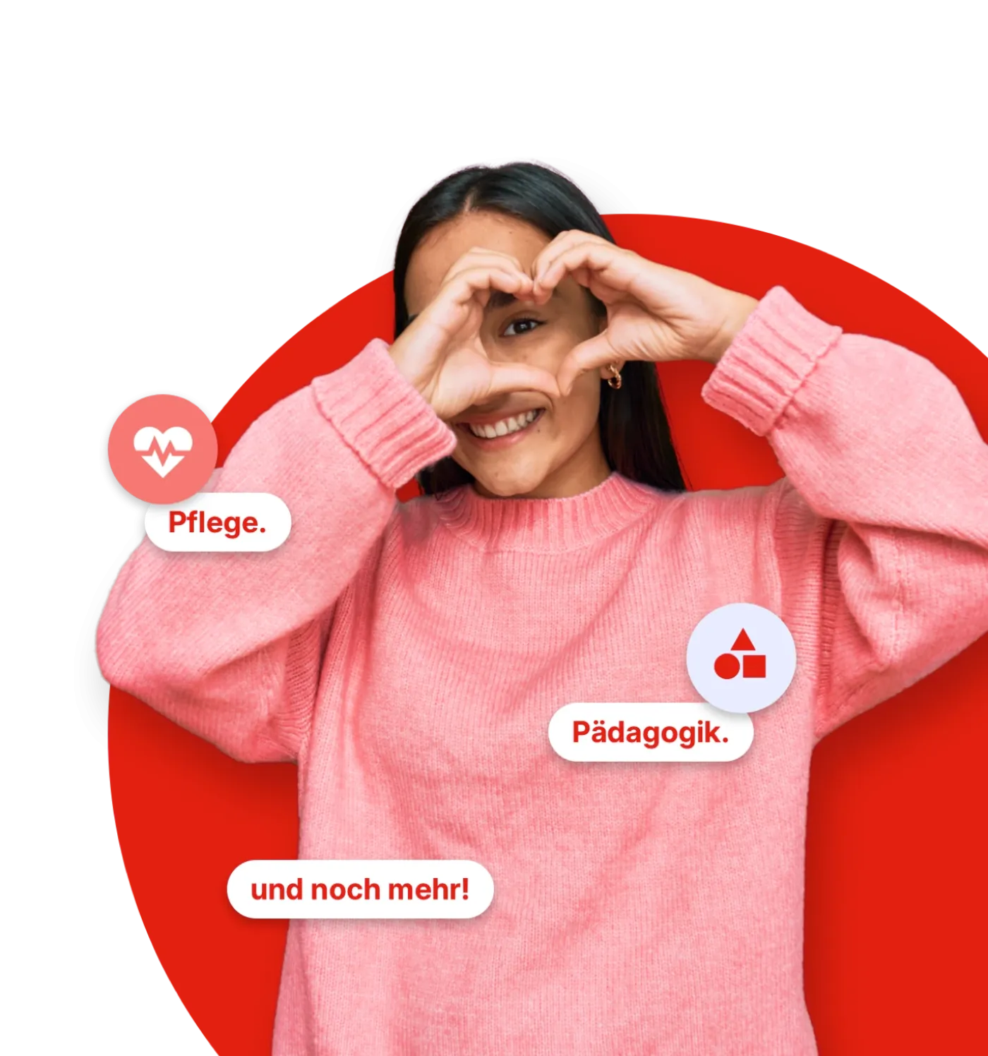 Mensch formt ein Herz mit den Händen und hält es vor das Gesicht