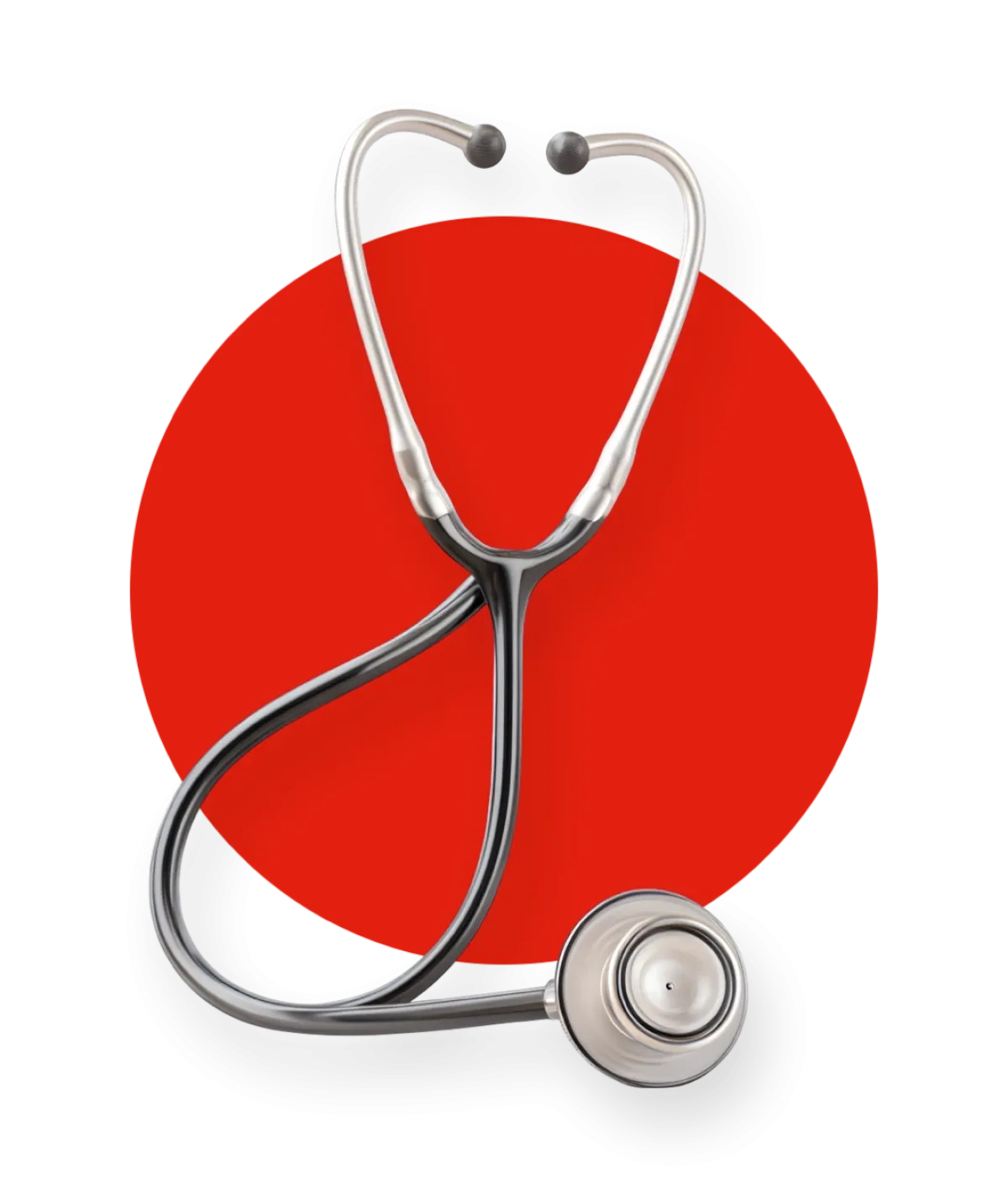 Stethoskop vor einem rotem Kreis