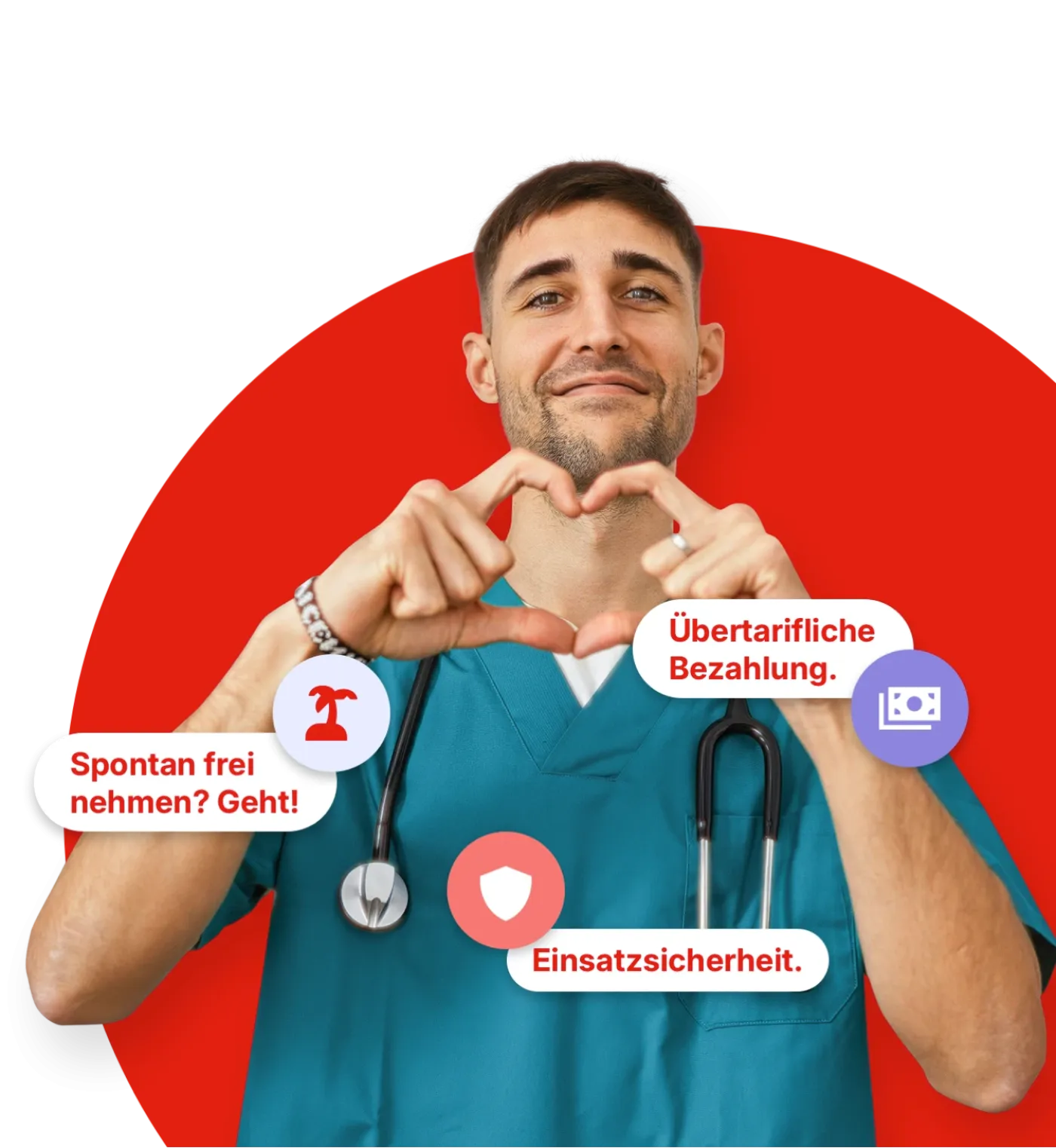 Mensch aus der Pflege formt ein Herz mit den Händen