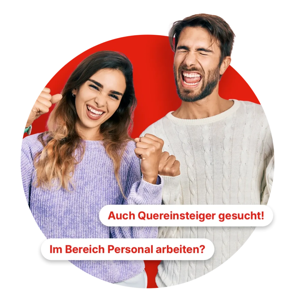 Zwei menschen jubeln mit den Fäusten